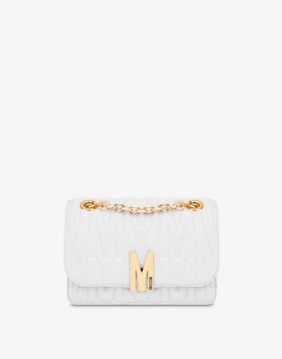 Moschino Quilted M Bag With Shoulder Strap In White