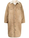 R13 FAUX-SHEARLING BUTTONED-UP COAT