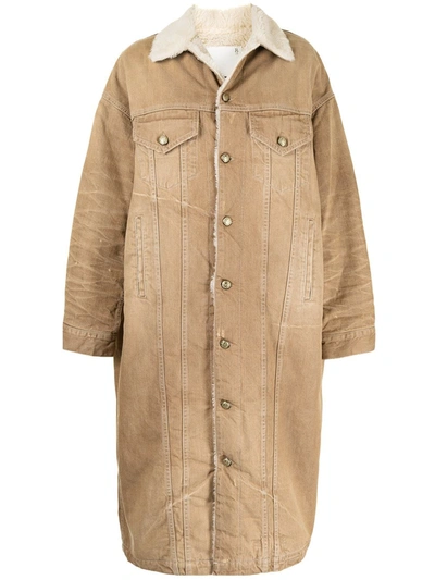 R13 Lyle Faux Sherling Trucker Jacket In Kalan Khaki