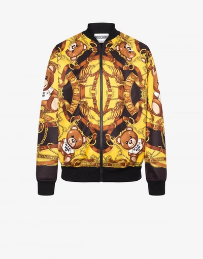 Moschino Baroque-pattern Print Bomber Jacket In Black