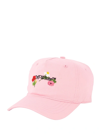 Off-white Kids' Floral-embroidery Baseball Cap In Rose