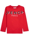 GIVENCHY RED LONG-SLEEVED COTTON T-SHIRT WITH LOGO PRINT,H25285T991