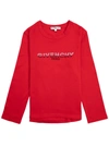 GIVENCHY LONG-SLEEVED T-SHIRT IN RED COTTON WITH LOGO PRINT,H15215T991