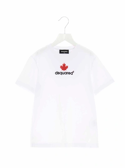Dsquared2 Kids' Rubberized Logo T-shirt In White