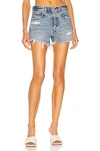 Moussy Vintage Sunnyvale High-rise Cut-off Denim Shorts In Blue