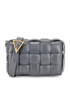 Bottega Veneta Cassette Medium Padded Intrecciato Leather Shoulder Bag In Thunder & Gold