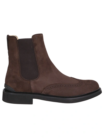 Tod's Classic Chelsea Boots In Dark Brown
