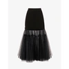 ALEXANDER MCQUEEN WOMENS BLACK CONTRAST-PANEL KNITTED AND TULLE MAXI SKIRT XS,R03735441