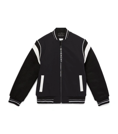 Givenchy Kids' Split Logo Bomber Jacket In 09b Black