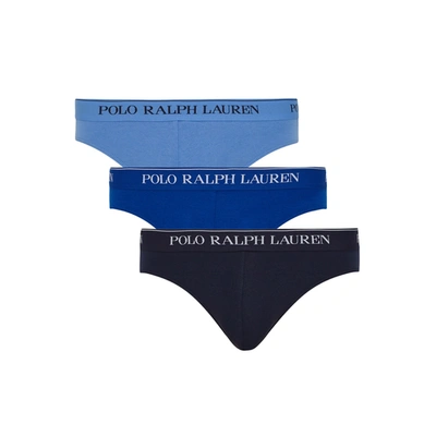Polo Ralph Lauren Stretch-cotton Low-rise Briefs (pack Of 3) In Blue