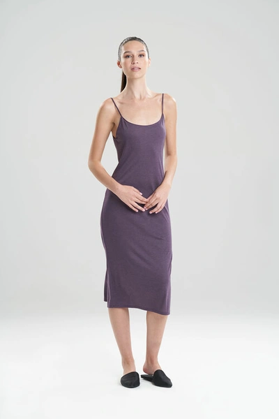 Natori Shangri-la Tencel™ Lightweight Ultra-soft Tank Top Dress Nightgown Pajamas In Heather Dark Plum