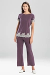 Natori Luxe Shangri-la Short Sleeve Pajamas Set In Heather Dark Plum