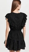 Loveshackfancy Gwen Ruffle Cotton Eyelet Minidress In Black