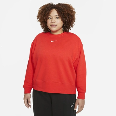 Nike Sportswear Collection Essentials Women's Oversized Fleece Crew In Chile Red,white