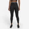 Nike Pro Dri-fit Womenâs High-waisted 7/8 Printed Leggings In Black,clear