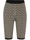 Balmain Monogram Jacquard Zipped Cycling Shorts In Black