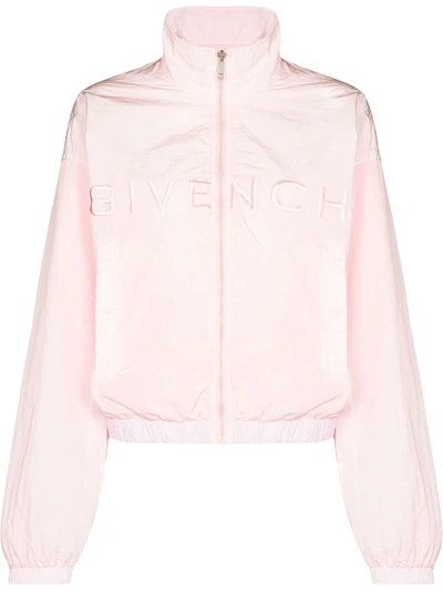Givenchy Embroidered-logo Zipped Bomber Jacket In Pink
