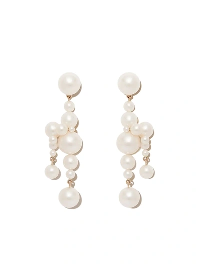 Sophie Bille Brahe Beverly 14k Yellow Gold Multi-pearl 2-strand Earrings