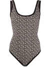 Balmain Body In Black And Ivory Bicolor Jacquard With Monogram In Neutrals