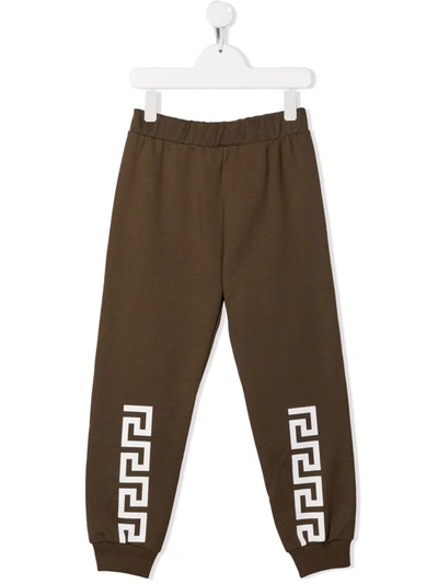 Versace Kids' Logo-print Track Pants In Green