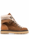 See By Chloé Eilieen Shearling-lined Suede And Leather Ankle Boots In Brown