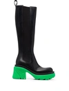 Bottega Veneta Contrasting-sole Block-heel Boots In Black