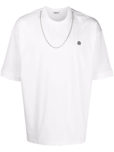 Ambush Chain-link Detail Cotton T-shirt In White