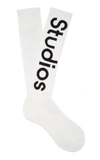 Acne Studios Women's Logo-knit Long Ribbed Cotton Socks In Ivory