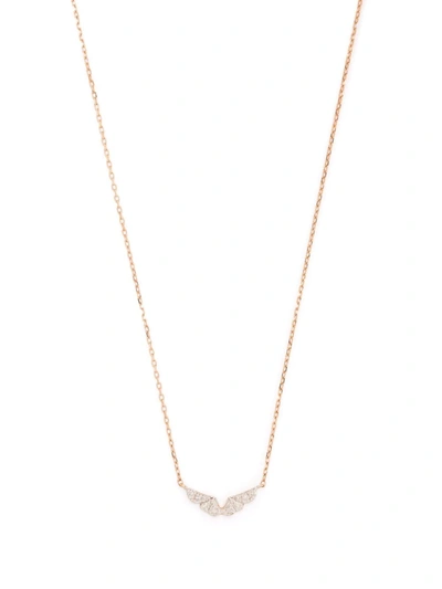 Djula 18kt Rose Gold Wings Diamond Chain Necklace In Rosa