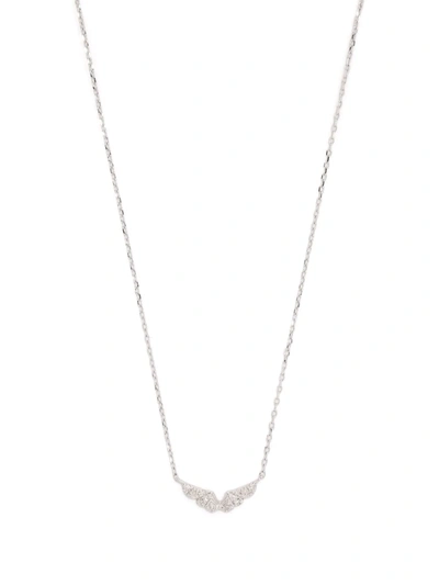 Djula 18kt White Gold Wings Chain Diamond Necklace In Silber