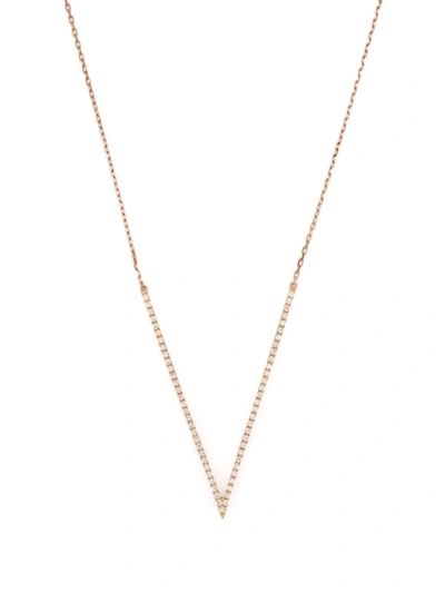 Djula 18kt Rose Gold Big V Diamond Necklace In Rosa