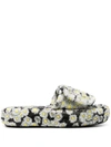 Natasha Zinko Floral-print Platform Slides In Schwarz