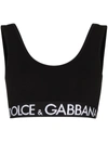 Dolce & Gabbana Dolce Scp Nk Logo Hem Cttn Crop Top Blk In Schwarz