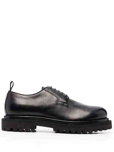 Officine Creative Polished Leather Derby Shoes In Schwarz