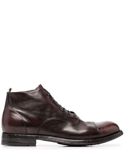 Officine Creative Balance Polished Lace-up Boots In Braun
