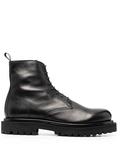 Officine Creative Eventual Polished Leather Boots In Schwarz