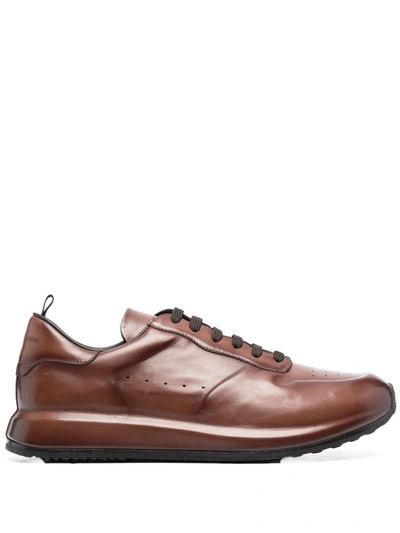 Officine Creative Race Lux Panelled Low-top Leather Sneakers In Braun