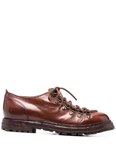 Officine Creative Arctic Leather Derby Shoes In Braun