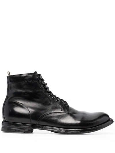 Officine Creative Anatomia Leather Lace-up Boots In Canyon Nero