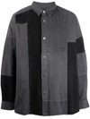 Ambush Logo-embroidered Patchwork Denim Shirt In Schwarz