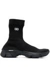 Balenciaga Speed 3.0 Logo-jacquard Stretch-knit High-top Sneakers In Schwarz