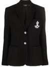 LAUREN RALPH LAUREN EMBROIDERED-LOGO SINGLE-BREASTED BLAZER