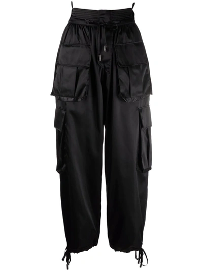 Dolce & Gabbana Black High-waisted Cargo Trousers In Nero