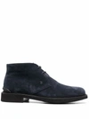 TOD'S LACE-UP SUEDE BOOTS