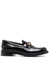 Tod's Leather Loafers Gold-tone Hardware In Schwarz
