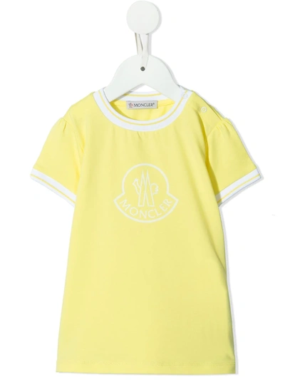 Moncler Babies' Embroidered Logo T-shirt Dress In Yellow