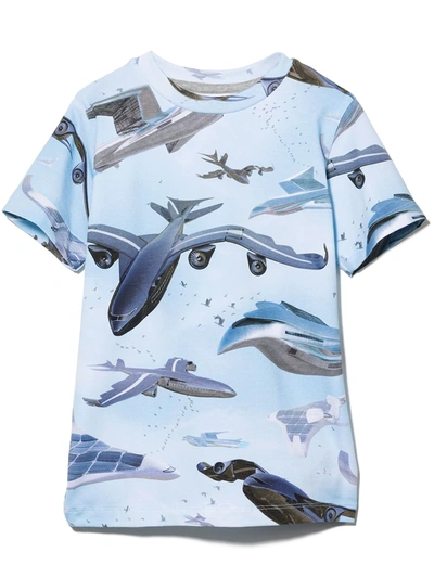 Molo Kids' Plane Print T-shirt In Blue