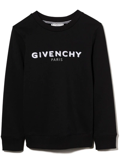 Givenchy Kids' Logo Print Crew Neck Sweatshirt In Black