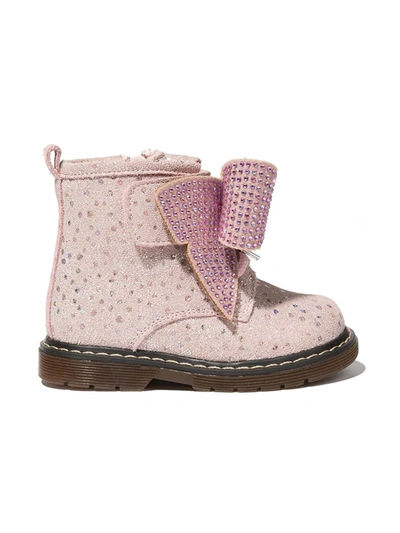 Monnalisa Babies' Bow Tie Boots In Pink