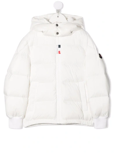 Moncler Kids' Contrast-hood Hale Padded Jacket In White